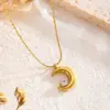 Wholesale PVD Coated Real Gold Plated 18K Gold Moon Titanium Steel Simple Style Waterproof Non Tarnish Titanium Steel Pendant Necklace