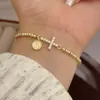 18K Gold Plated Copper Plated Cross Saint Benedict Virgin Mary Elegant Religion Classic Style Ball Chain Bracelets Drawstring Bracelets For Unisex