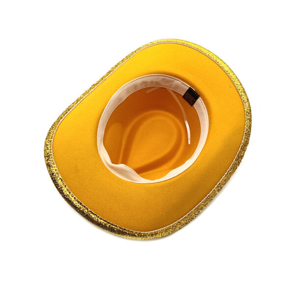 Wholesale Lace New Gold Silk Western Cowboy Hat Women's Stage Woolen Hat Foreign Trade Hat Men's and Women's Party Cross-Border Holiday Hat