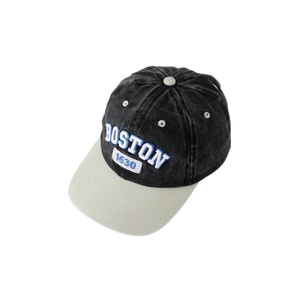 Wholesale Foreign trade chilen's hat BOSTON washed embroidered peaked cap spring and autumn boys and girls sun hat color matching baseball cap