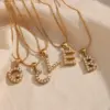 PVD Coated Real Gold Plated 18K Gold Letter 304 Stainless Steel Simple Style Waterproof Non Tarnish 304 Stainless Steel Necklace