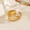 Ion Plating (IP) 18K Gold Plated Lines 304 Stainless Steel Simple Style Waterproof Non Tarnish Open Rings
