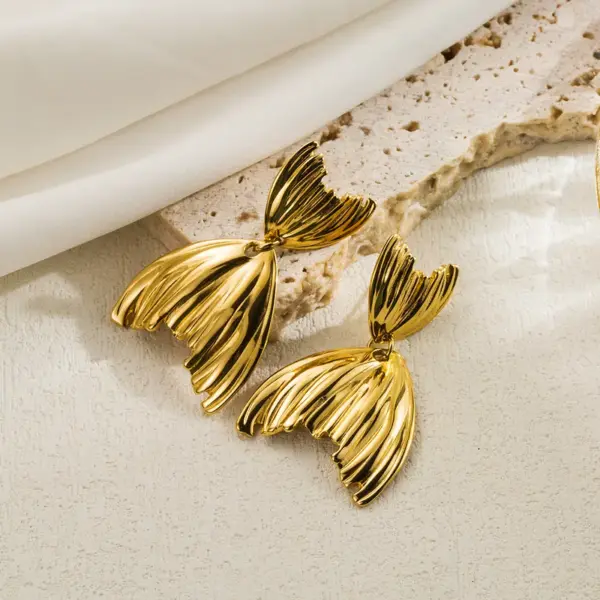 1 Pair IG Style Simple Style Leaves Flower Plating 304 Stainless Steel Stainless Steel Earrings