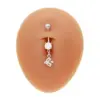 Wholesale 1 Piece 316L Stainless Steel Alloy Resin Rhinestones Glass Belly Rings Star Moon Heart Shape Waterproof Non Tarnish Surgical Steel White Gold Plated Women's