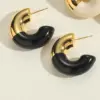 Wholesale 1 Pair Simple Style Commute C Shape Ball Epoxy Plating Brass 18k Gold Plated Ear Studs