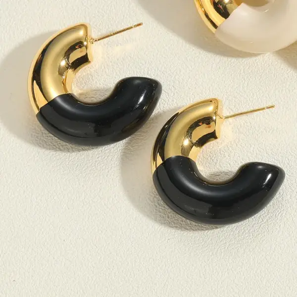 Wholesale 1 Pair Simple Style Commute C Shape Ball Epoxy Plating Brass 18k Gold Plated Ear Studs