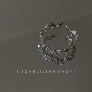 Wholesale Simple Style Butterfly Copper Butterfly Inlay Zircon Open Ring