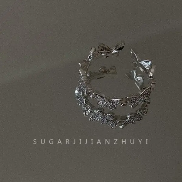 Wholesale Simple Style Butterfly Copper Butterfly Inlay Zircon Open Ring