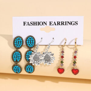 Wholesale Vintage Bohemian Colored Diamond Earring Set