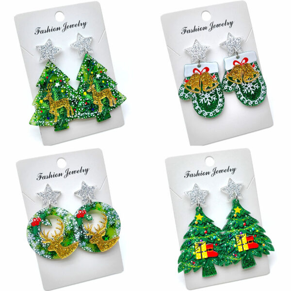 oly-6bbb2e0fb57d8da0b950ba9f6781eaca Wholesale Christmas tree bells bright color holiday party earrings