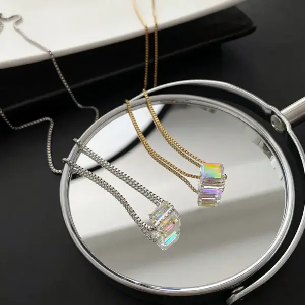 Wholesale Fashion Geometric Plating Glass Titanium Steel Necklace