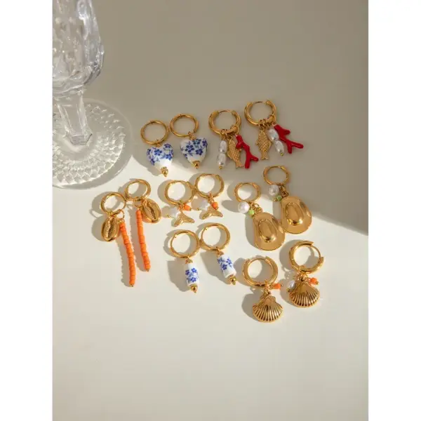 304 Stainless Steel Flower PVD Coated 18K Real Gold Plated Real Gold Plated Simple Style Classic Style Waterproof Non Tarnish Earrings