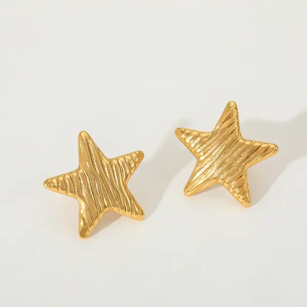 Wholesale 1 Pair Elegant Cute Artistic Pentagram 304 Stainless Steel 18K Gold Plated Ear Studs