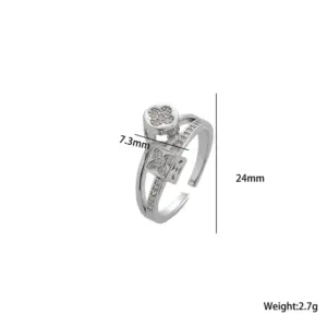 645 Steel Color Double Four-Leaf Clover Ring