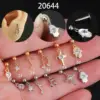 Wholesale 1 Piece 316L Stainless Steel Zircon Ear Cartilage Rings & Studs Star Waterproof Non Tarnish Surgical Steel 14K Gold Plated