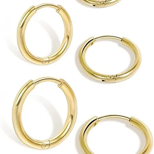 Fashion 18K Vacuum Plated 316L Stainless Steel Hoop Earrings Wear-resistant Color-retaining Stud Earrings Geometric Pattern Jewelry