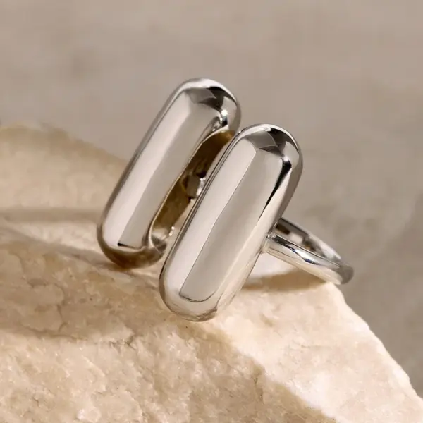 Wholesale Jewelry Vacation Simple Style IG Style Solid Color 316 Stainless Steel 18K Gold Plated PVD Coated Plating Open Rings