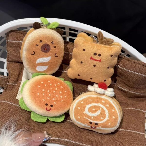 Wholesale Creative Cute Hamburger Bread Key Chain Plush Doll Bag Pendant Girl Doll Food Play Key Chain Pendant