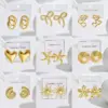 Wholesale 304 Stainless Steel Red Heart Bow Knot PVD Coated Real Gold Plated Gold Plated Casual Modern Style Simple Style Waterproof Non Tarnish Ear Studs