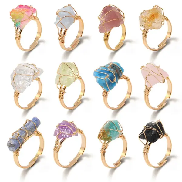 Women'S Crystal Healing Irregular Rings Healing Crystals Jewelry