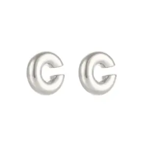Thick round Beads Hollow Ear Clip Steel Color Pair