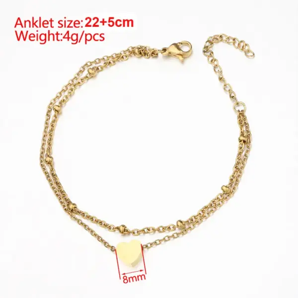 Wholesale PVD Coated 18K Gold Real Gold Plated Heart Shape Stainless Steel Simple Style Waterproof Non Tarnish 304 Stainless Steel Bracelets