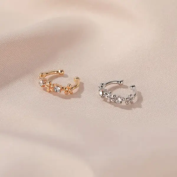 Simple Style Flower Plating Copper Artificial Gemstones Earrings