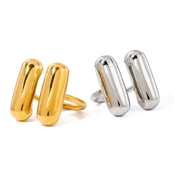 Wholesale Jewelry Vacation Simple Style IG Style Solid Color 316 Stainless Steel 18K Gold Plated PVD Coated Plating Open Rings