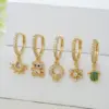 Wholesale 1 Piece Fashion Animal Star Moon Inlaid Zircon Copper Zircon 18K Gold Plated Earrings