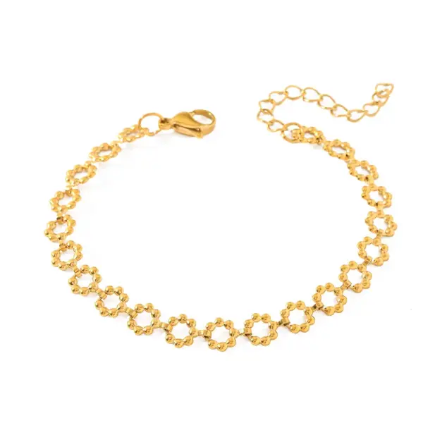 Wholesale Geometric Snowflake Pressed Chain 18K Gold Plated Stainless Steel Simple Commuter Daily Hand Bracelet Elegant Casual Style