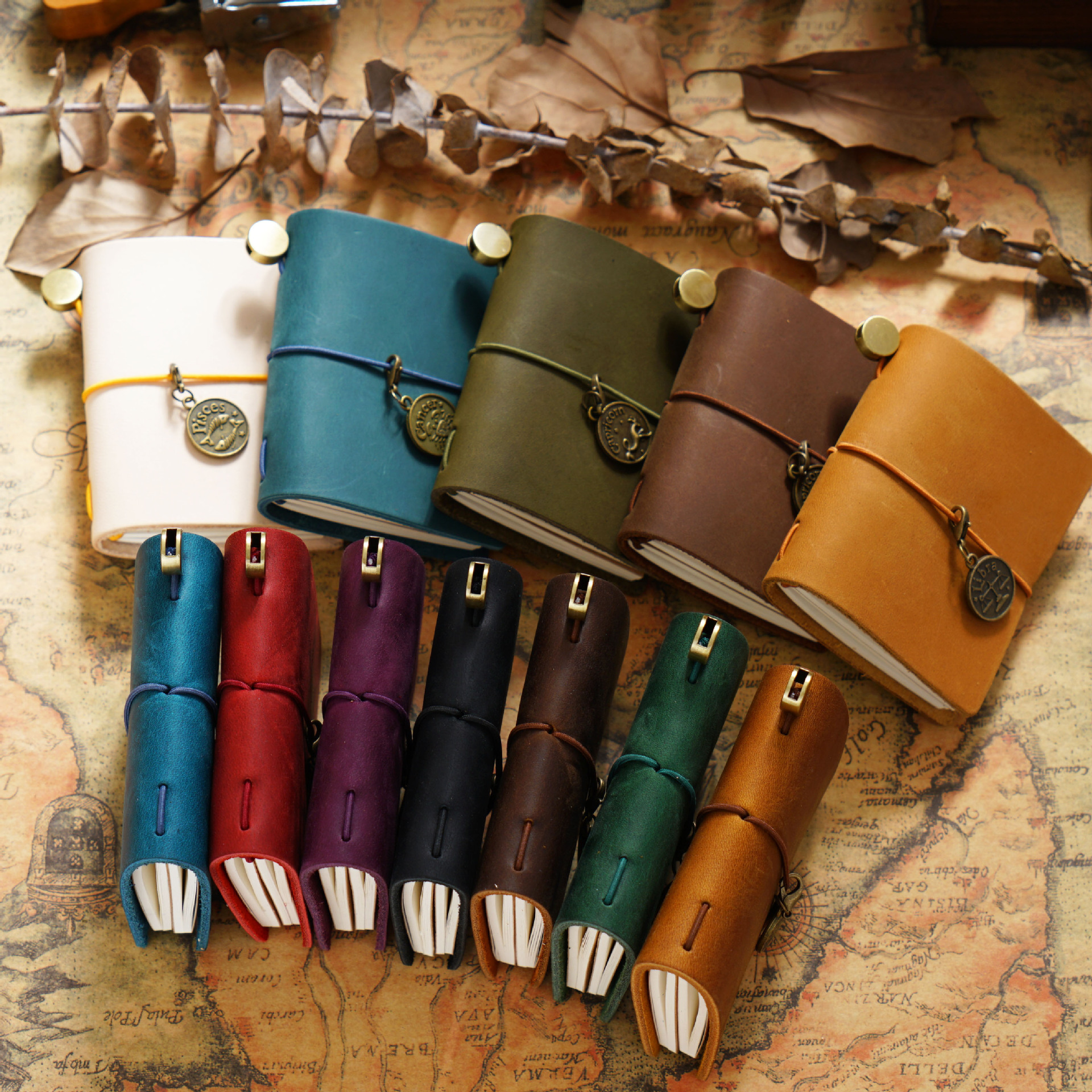 Wholesale Mini cute rtable aount book handmade leather notebook