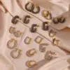 Wholesale PVD Coated Real Gold Plated 18K Gold Geometric 304 Stainless Steel Fashion Waterproof Non Tarnish Earrings