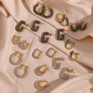 Wholesale PVD Coated Real Gold Plated 18K Gold Geometric 304 Stainless Steel Fashion Waterproof Non Tarnish Earrings