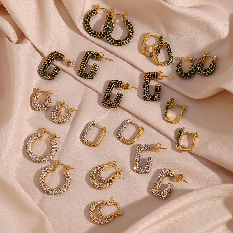 Wholesale PVD Coated Real Gold Plated 18K Gold Geometric 304 Stainless Steel Fashion Waterproof Non Tarnish Earrings