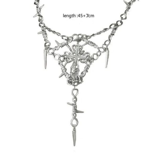 Wholesale Niche Design Sense Ins Thorn Cross Pendant Clavicle Chain Heart Internet Celebrity Hip-Hop Didi Bouncing Cold Wind Necklace