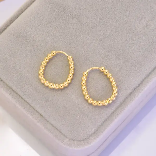 304 Stainless Steel Geometric Water Droplets Heart Shape PVD Coated 18K Real Gold Plated 18K Gold Simple Style Waterproof Non Tarnish Gold Hoop Earrings