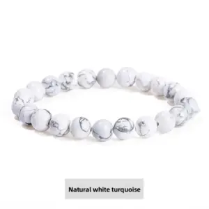 Natural White Turquoise Bracelet / Diameter 6.1-6.8mm (about 30-32 Pieces)