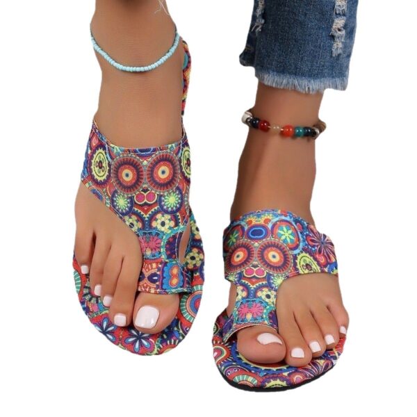 oly-6beb8c0a6a533666f937961709b6c06b Wholesale plus size ethnic style flat toe slippers summer breathable printed Roman style slippers