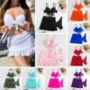 oly-6beba9fc3784bfe24e010558ea03d76c Wholesale 2024 New European and American Split Swimsuit Women's Sexy Solid Color Hard Bag Bikini Lace-up High Waist Skirt Hot Spring Swimsuit