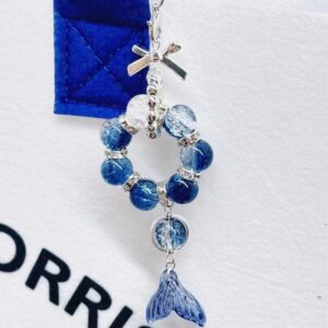 Wholesale [Blue Fish Tail] Mermaid Fall Phone Chain Pendant Beaded Bow Deep Sea Pendant Key Chain