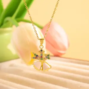 Xl2778 Jingling Bell White Necklace / Gold