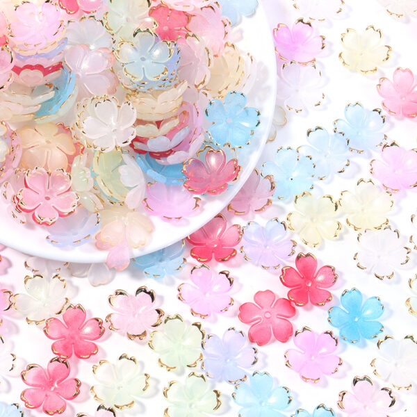 Wholesale Five-petal flower base with gold foil trim, handmade beaded