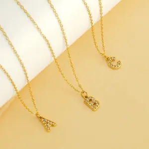Wholesale PVD Coated 18K Gold Plated Letter Titanium Steel Simple Style Classic Style Waterproof Non Tarnish Titanium Steel Pendant Necklace