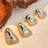 PVD Coated Real Gold Plated 18K Gold Color Block 304 Stainless Steel Elegant Classic Style Waterproof Non Tarnish Ear Studs