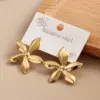 Wholesale Floral Ear Cuff 304 Stainless Steel Vacuum Plated Elegant Simple Style Women's Earring For Daily Wear Weekend Holiday