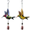Wholesale Cross-Border New Product Hummingbird Wind Chime Metal Iron Crafts Hanging Decoration Iron Printed Bird Courtyard Garden Pendant