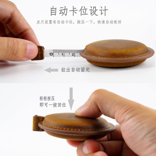 Wholesale Handmade mini measuring tape made of top-grain cowhide crazy horse leather