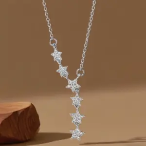 X08034 [Copper Pendant] Six Stars - Necklace - / Silver