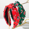 Wholesale Christmas headband, windmill cane print, rhinestone-studded Christmas hair aessory for women