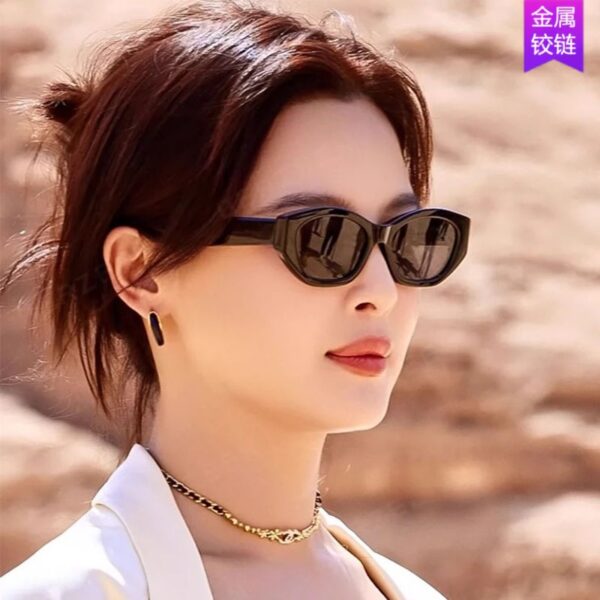 Wholesale 2024 New Xin Zhilei Same Style Cat's Eye Sunglasses Women's High-end Fashion Retro Narrow Frame UV Protection Sunglasses